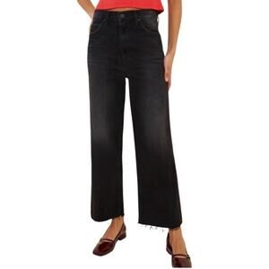MOTHER Denim The Spitfire Ankle Fray In Black Magic Wide Leg Size 28 EUC